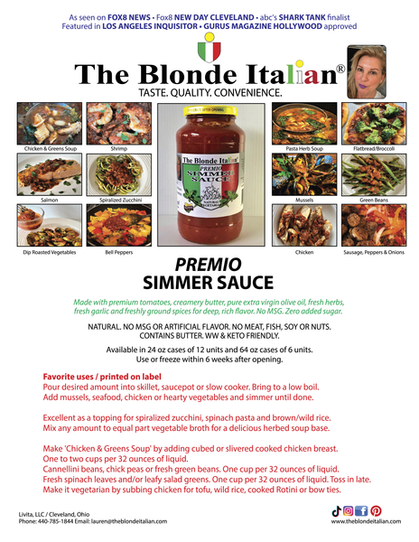 Garlic Herb Premio Simmer Sauce - 24 oz, 3 JAR SET / TEMPORARILY SOLD OUT / Shipping Included