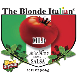 label for mild sister mia's savory salsa