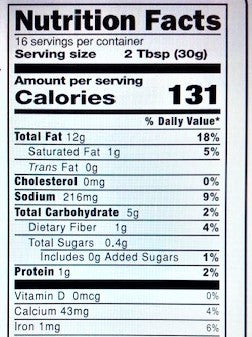Giavanna's Garden Garlic Seasoning Nutrition Facts