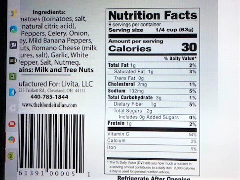 Crime in Italy Sauce Nutrition Facts