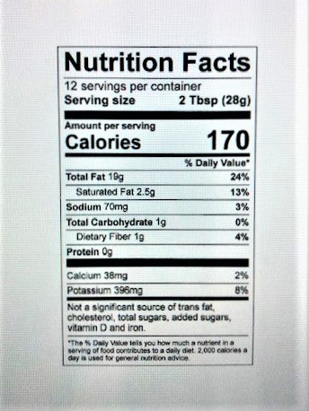Nutrition label for roma classic vinaigrette