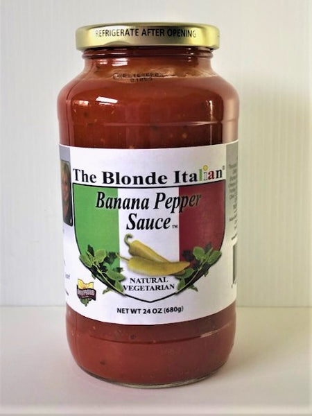 Banana Pepper Sauce Crime in Italy Irish Infused Saucy Topping / Will be back in stock Summer of 2024 with a new name and new 24 oz. size as shown in photo!