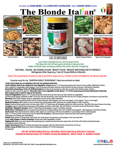 Marinara Sauce Robusto Hearty Marinara 32 oz and Garden Garlic Seasoning 12oz jar. Recipe flyer included 33.00 Special, Shipping Included